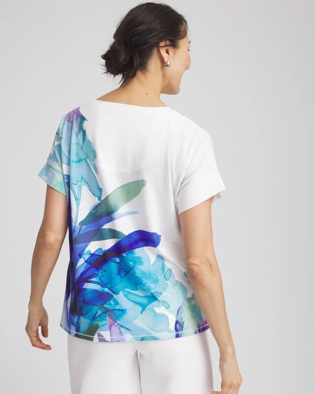 Zenergy Floral Scoop Neck Tee - image 3